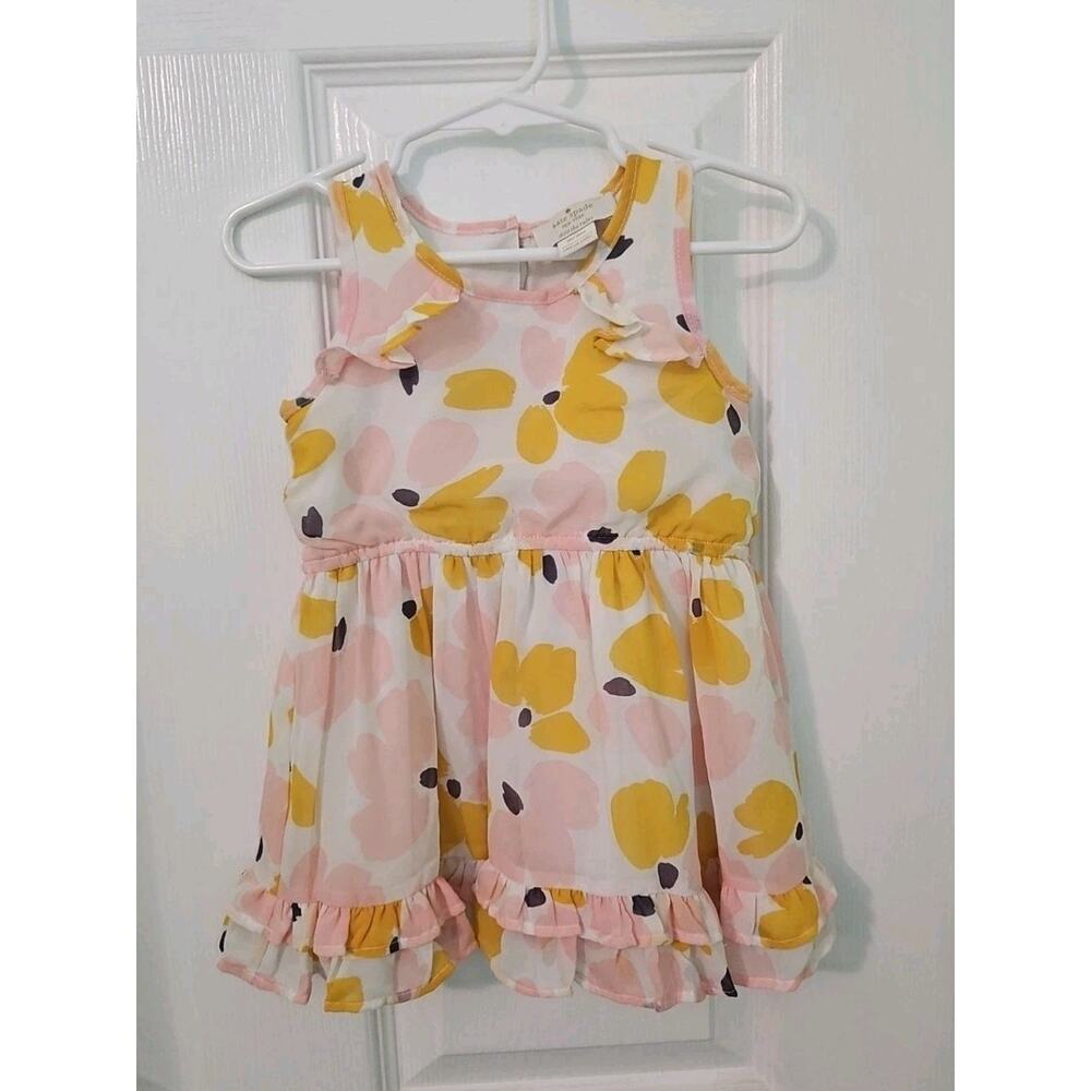 Kate Spade Pink Yellow Floral Flutter Hem Dress 18 Months
